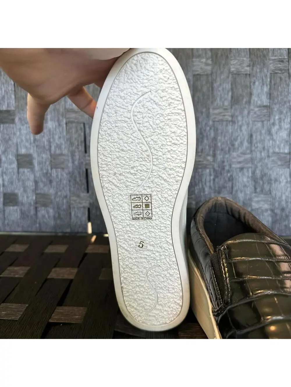 ASOS black platform slip ons size five
